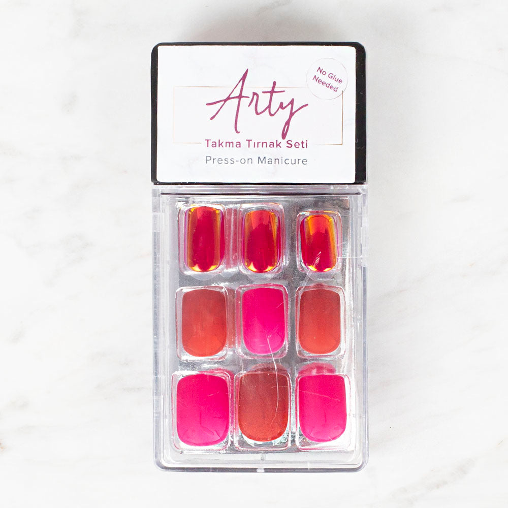 Arty Takma Tırnak Seti \ Sedef Kırmızı - Kadife Kırmızı